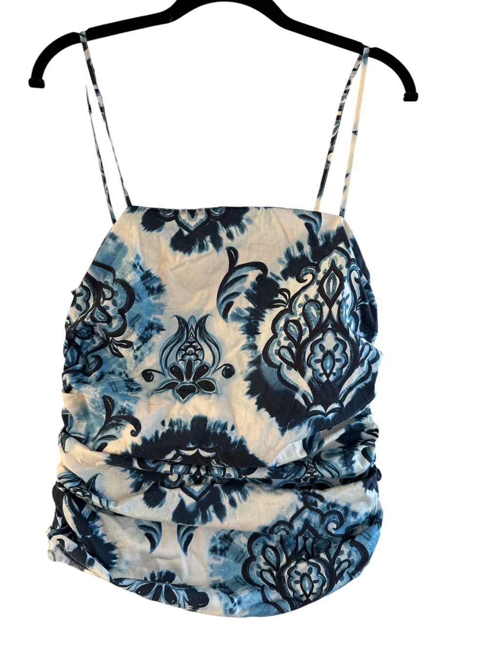 Zara Blue and White Floral Spaghetti Strap Cami